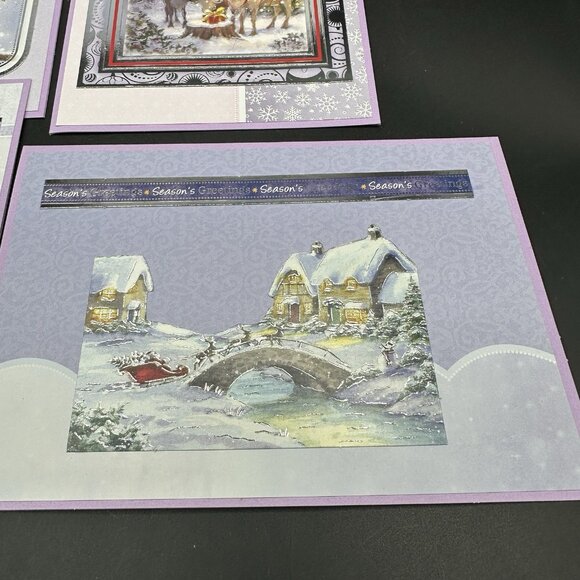 Handmade Christmas Cards with Envelopes Colorful Set of 6 Santa Birds Dog Purple - Picture 8 of 15